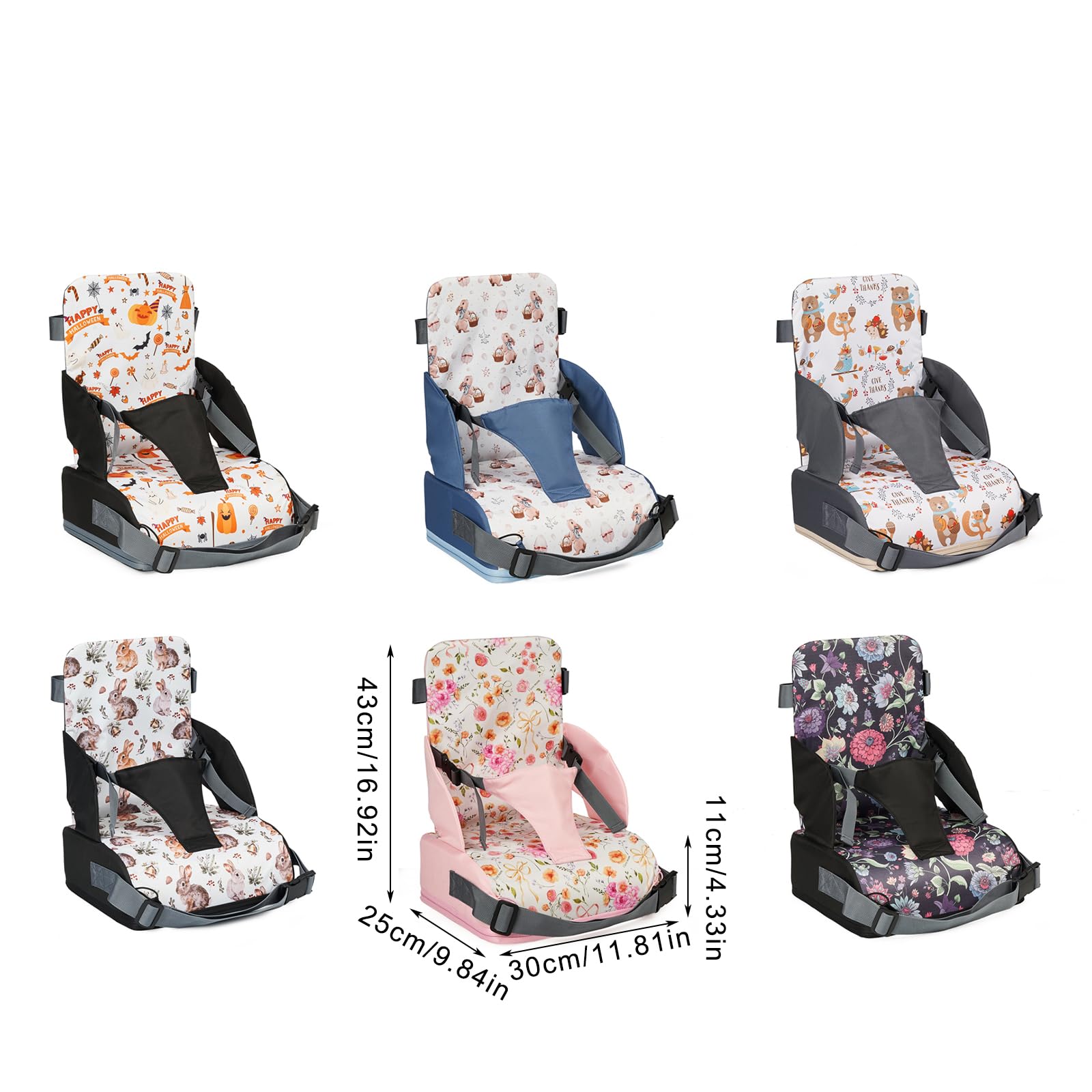 Asiento ajustable para niños pequeños para comer, respaldo protector antideslizante, silla de aumento de altura, asiento plegable portátil