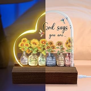 ACSENCETER Inspirational Gifts for Women Night Lights Christian Gifts Religious Gift Acrylic Positive Quotes Christmas Gift USB Night Lamp Encouragement Keepsake Birthday Gift Home Decoration 3.7
