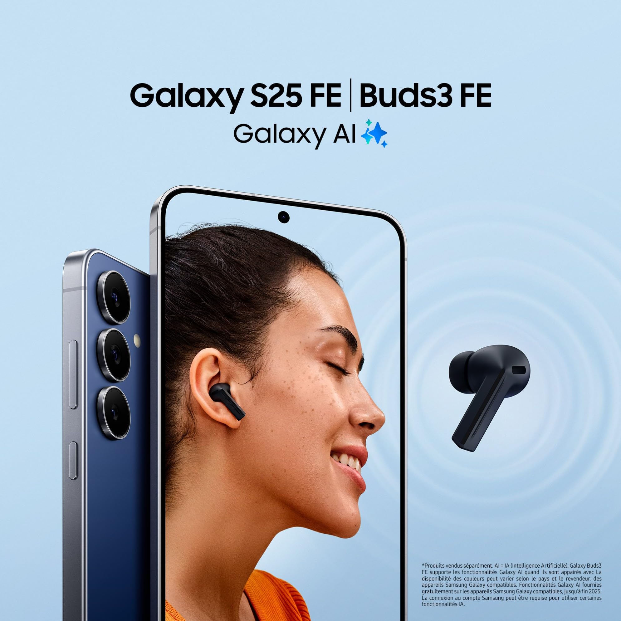 Samsung Galaxy S25 FE, Smartphone Android 5G avec Galaxy AI, 256 Go, Chargeur secteur rapide 25W inclus, Smartphone déverrouillé, Blanc, Version FR