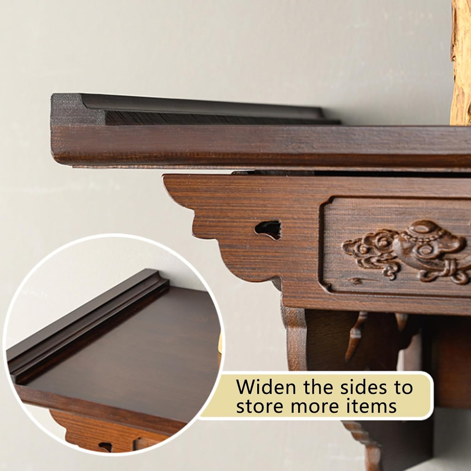 Buddha Altar Shelf,Buddha Shelf,Buddha Altar,Wall Mounted Chinese Personal Buddha Niches Shrine Meditation Table,Household Solid Wood Wall Cabinet Buddha Cabinet Niche with Drawer(