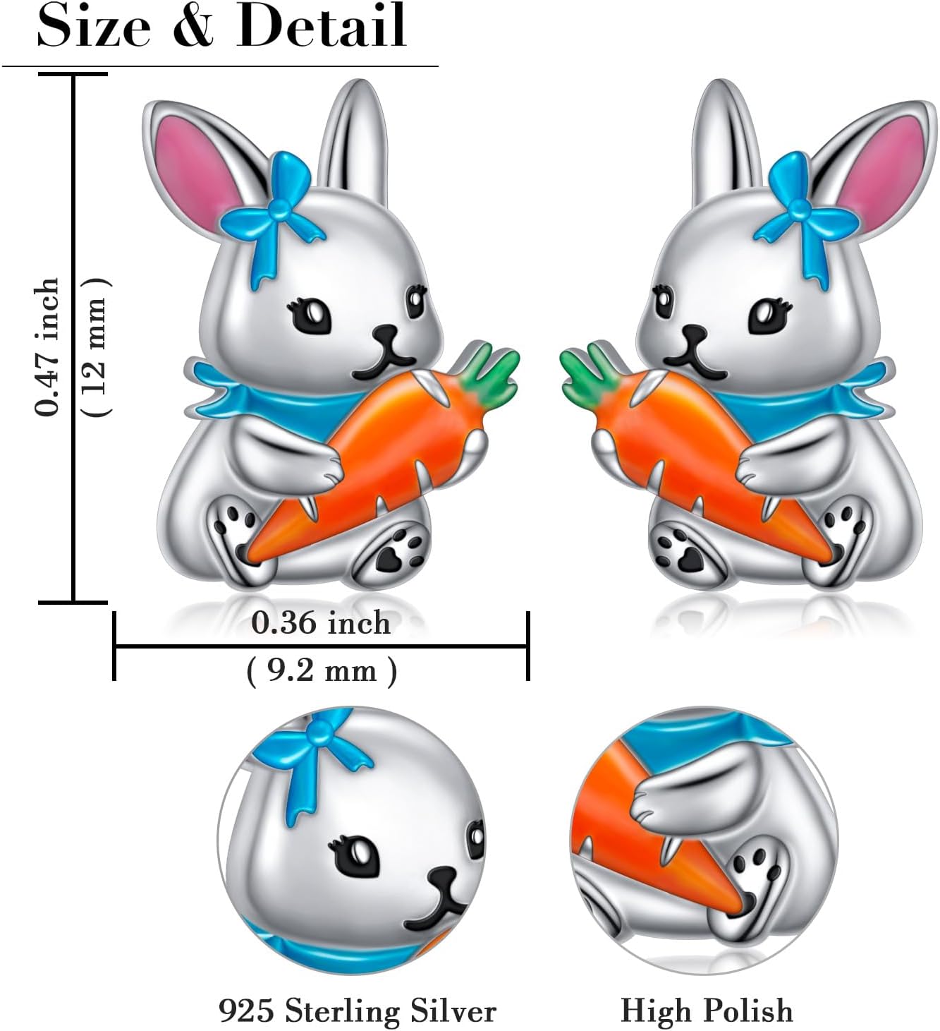 Easter Bunny Earrings for Women S925 Sterling Silver Easter St Patricks Day Gift for Women Daughter - Image 6