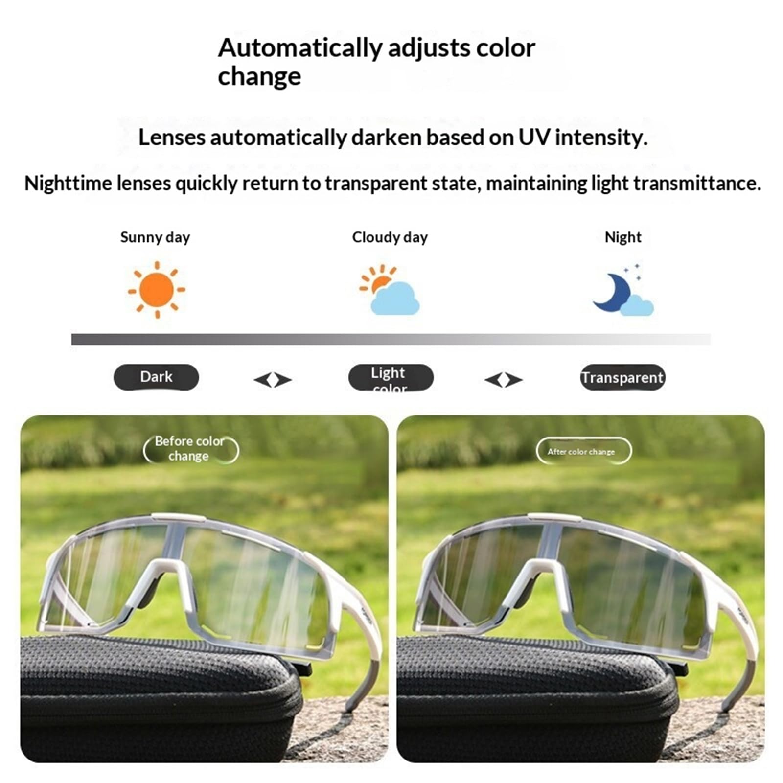Gafas de sol fotocromáticas transiciones PC antideslizantes para