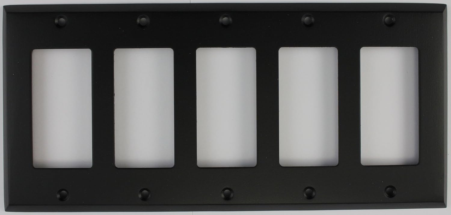 Classic Accents Painted Stamped Steel Switch Plates - (5 Gang GFCI/Rocker Opening, Black)