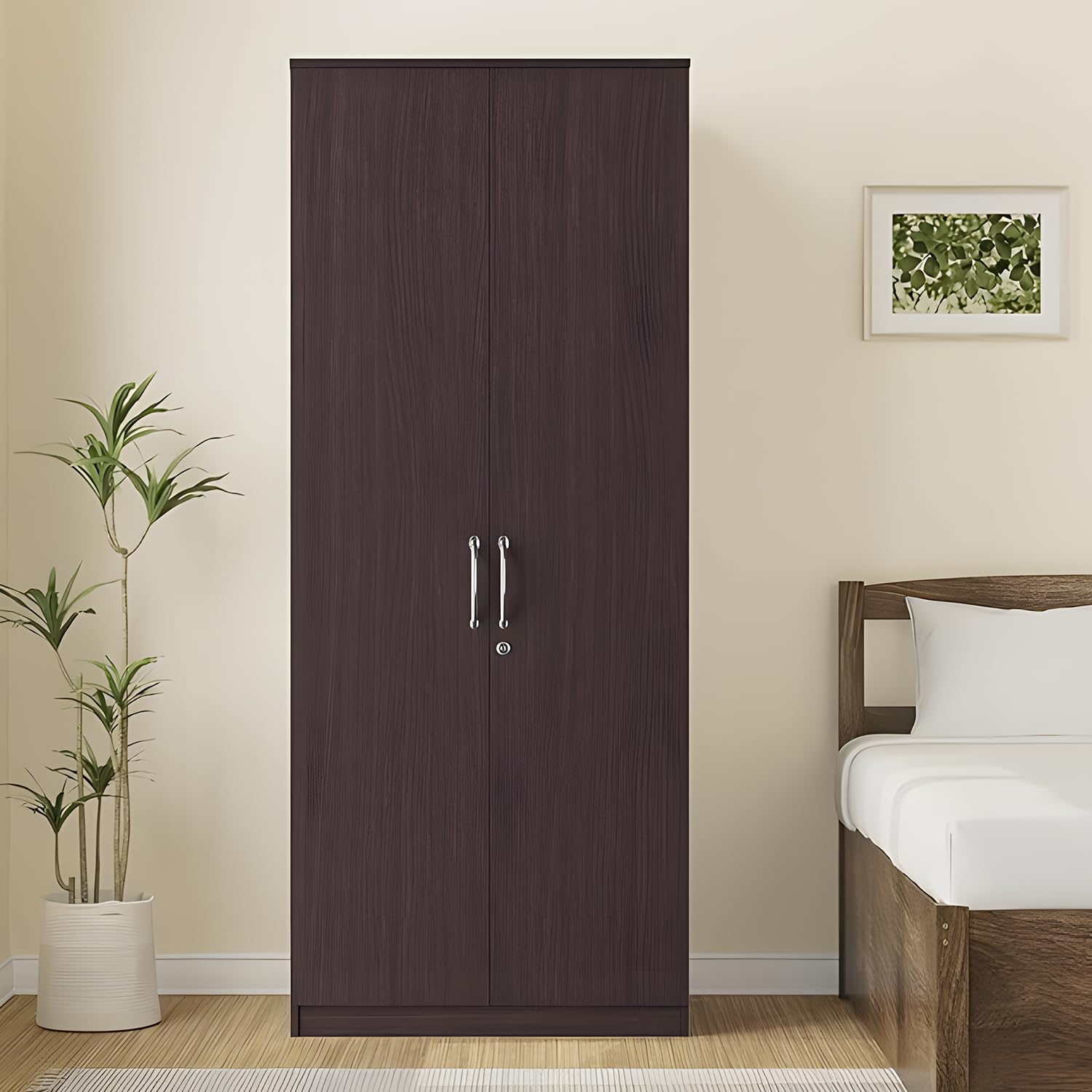 Amazon Brand - Solimo Medusa Engineered Wood 2 Door Wardrobe (Wenge Finish)