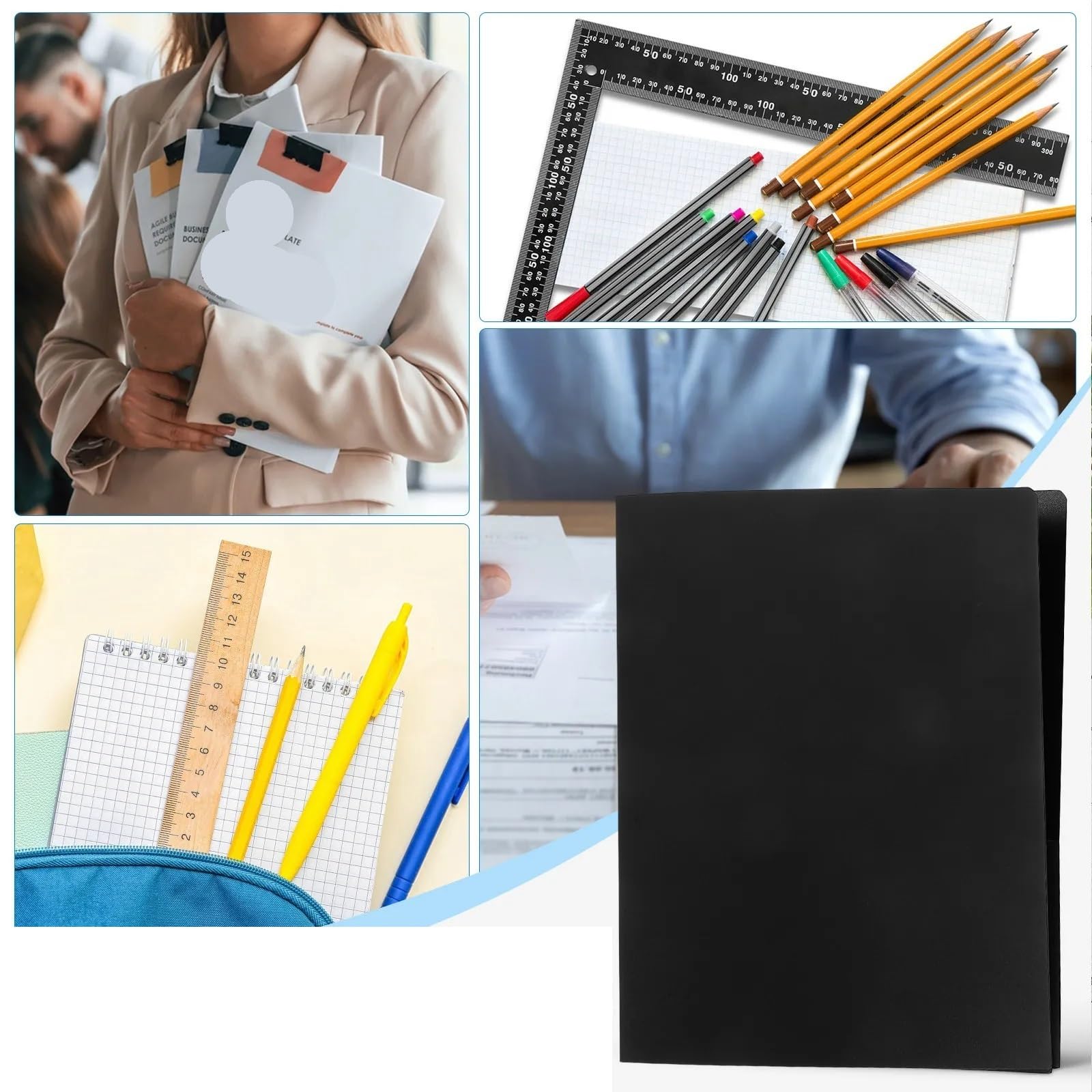 4PCS Black Presentation Binder Für Mappe/Portfolio | 20 Pocket Portfolio Folder Waterproof For Music Scores Reports Documents Storage