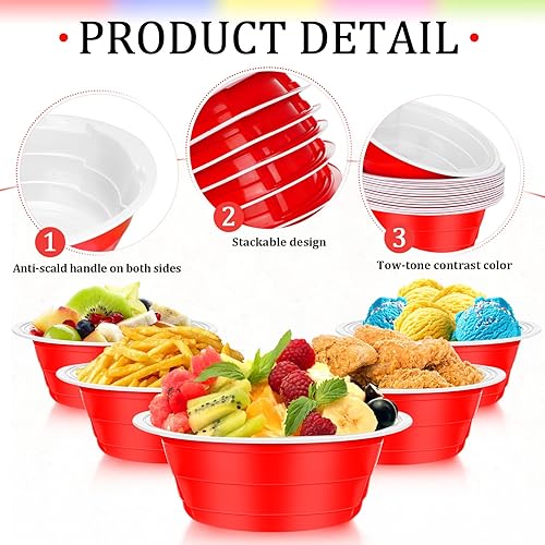 Miniatura 3 de Lallisa 80 cuencos de plástico desechables de 23 onzas, cuencos de plástico para servir, suministros de fiesta para bodas, picnics, sopa de