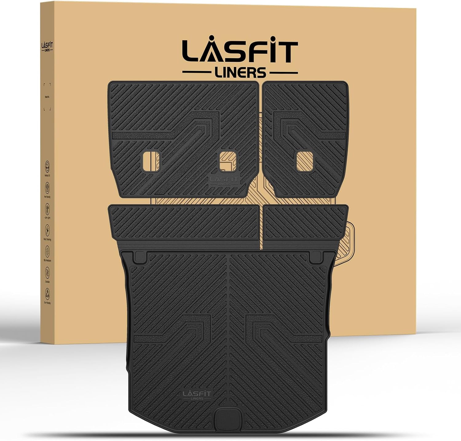 LASFIT Cargo Mat for Jeep Grand Cherokee 2011-2021 All Weather TPE Custom Fit Rear backrest Mat Trunk Seatback Cargo Liner, Black Grand Cherokee 2011-2021 Cargo Mat