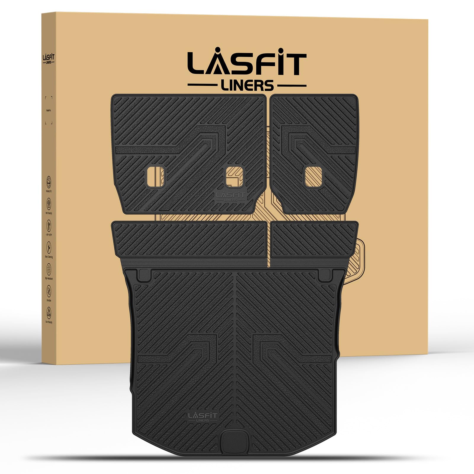 LASFIT Cargo Mat &amp; Seat Back Protectors for Jeep Grand Cherokee 2011-2021