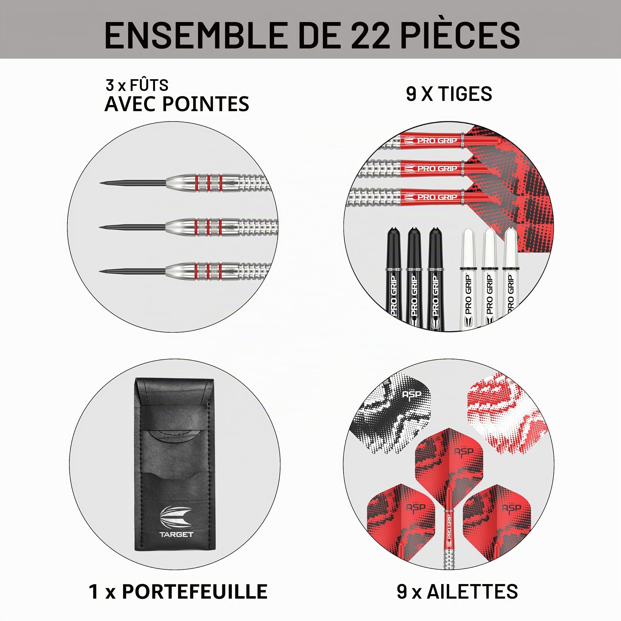 Target Darts Nathan Aspinall 22G/23G/24G Tungsten Steel Tip Darts Set - 9 Arbres Pro Grip - 9 Pro Ultra Flights – Dart Wallet - Dart Counter App Coupon Bundle
