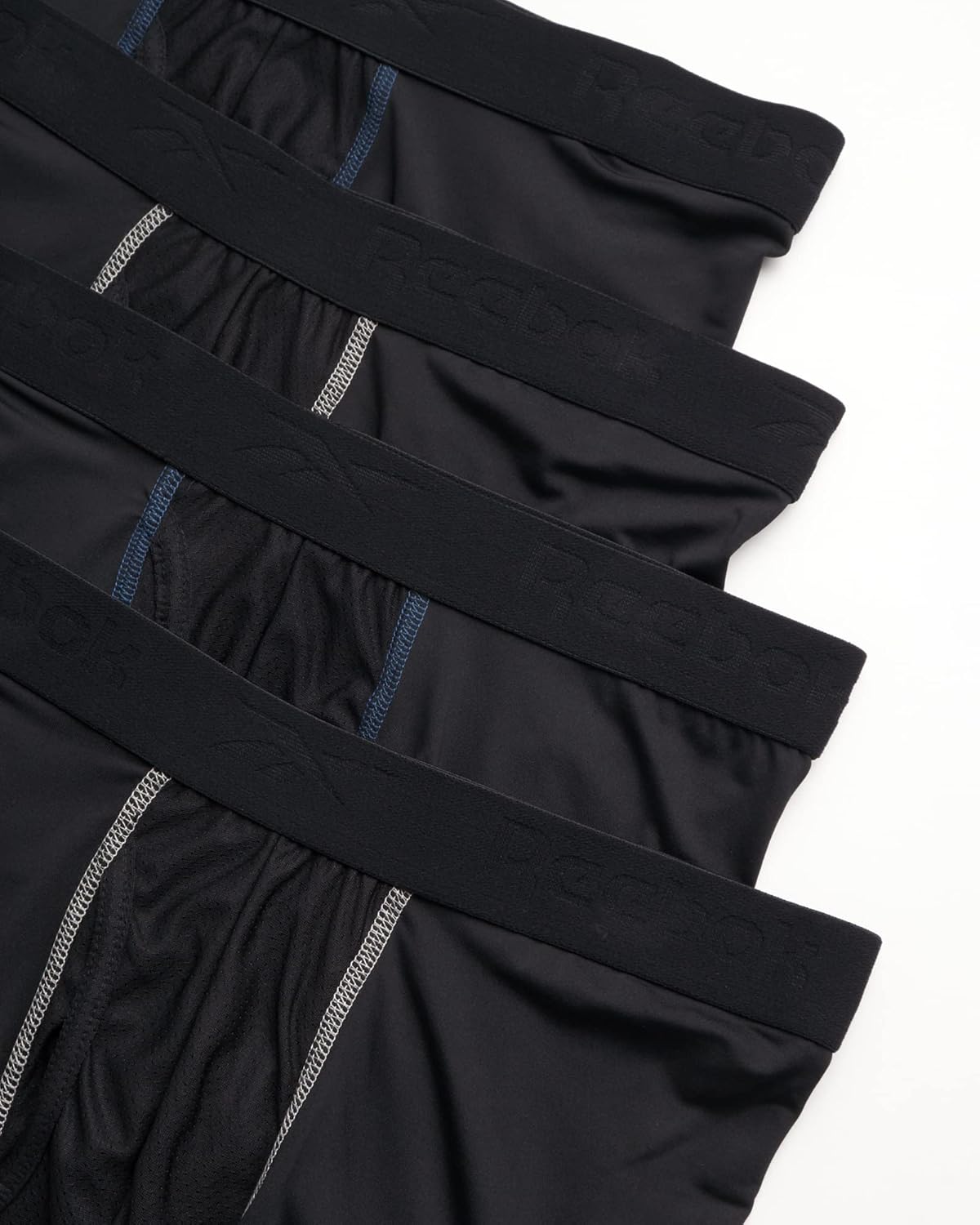 Reebok Men's Boxer Briefs - 4 Pack Soft Performance Boxers for Men with Fly Pouch - Quick Dry Active Mens Underwear Pack S-XL, Size XX-Large, Black/Black/Black/Black - Image 2