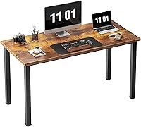 Need 47 Inch Home Office Desk - Rustic Brown Gaming Writing Table, Stable Black Metal Frame for Students & Remote Work