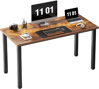 Need 47 Inch Home Office Desk - Rustic Brown Gaming Writing Table, Stable Black Metal Frame for Students & Remote Work