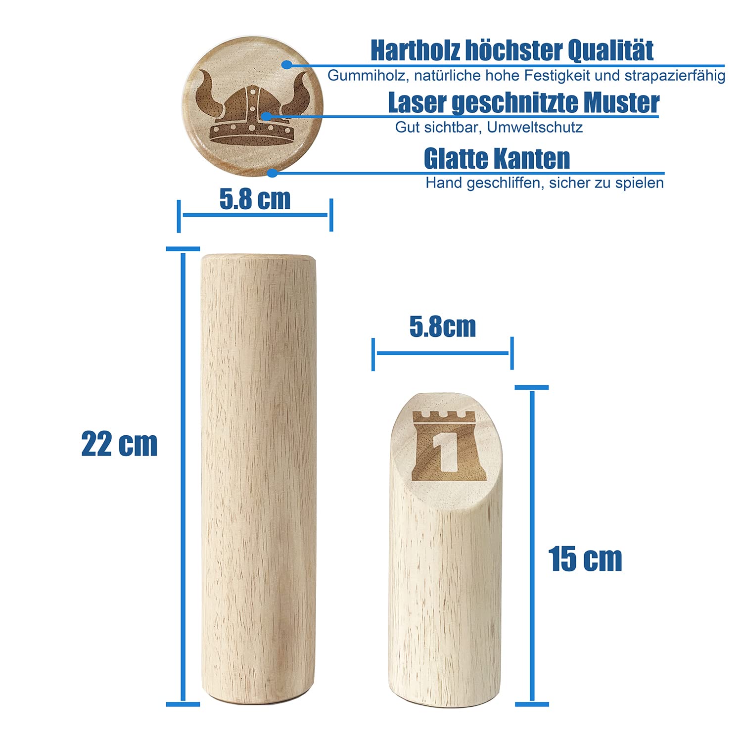Jac & Mok Numbered Toss -Wurfspiel - Wikingerspiel – Nummern Bowling mit Tasche-Holzwurfspiel Kegelspiel Spielzeug für draussen