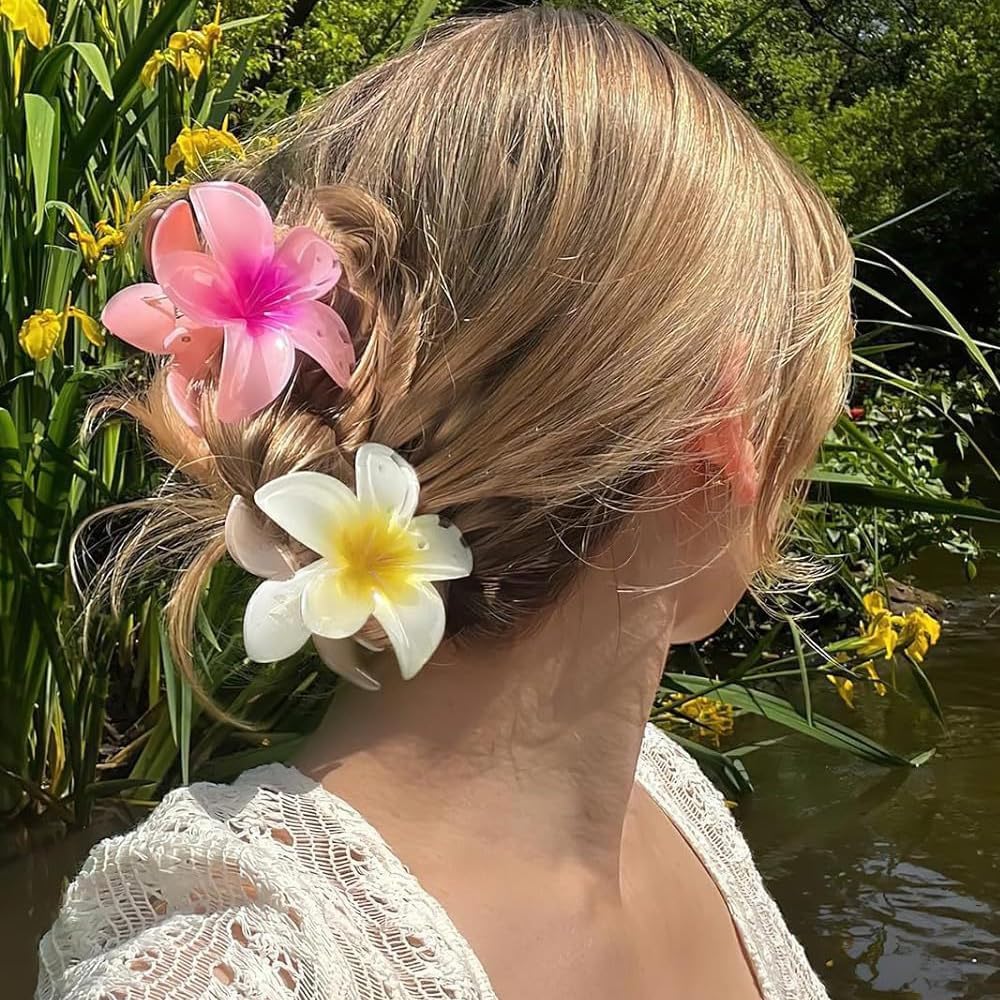 TTPSRY 10 Pcs Flower Hair Clip Nonslip Flower Claw Clips Strong Hold Hawaiian Claw Clip for Medium Thick Hair Hair Claw Clips for Women and Girls - Image 4