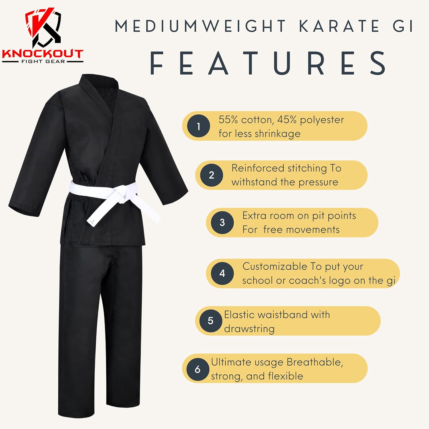Karate gi Kids & Adults Medium Weight Martial Arts Uniform Student Karate Gear With Free White Belt Karate Outfit