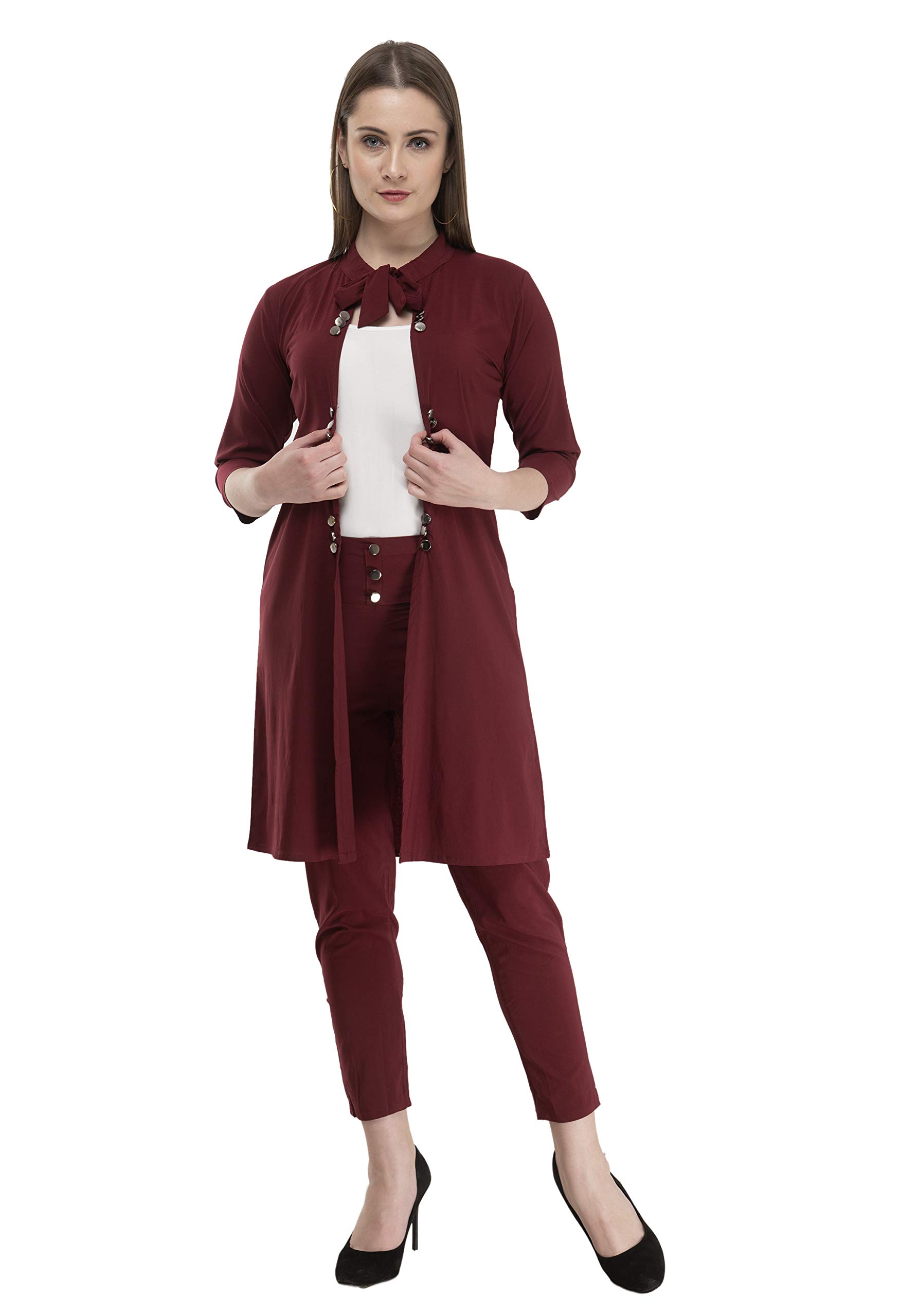 Belfry Women's Cotton Lycra Maroon Maxi Dress