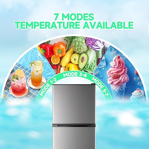 Miniatura 2 de Mini refrigerador de 5.0 pies cúbicos con congelador, frigorífico pequeño, soporte para bebidas, refrigerador de doble puerta, estantes de vidrio