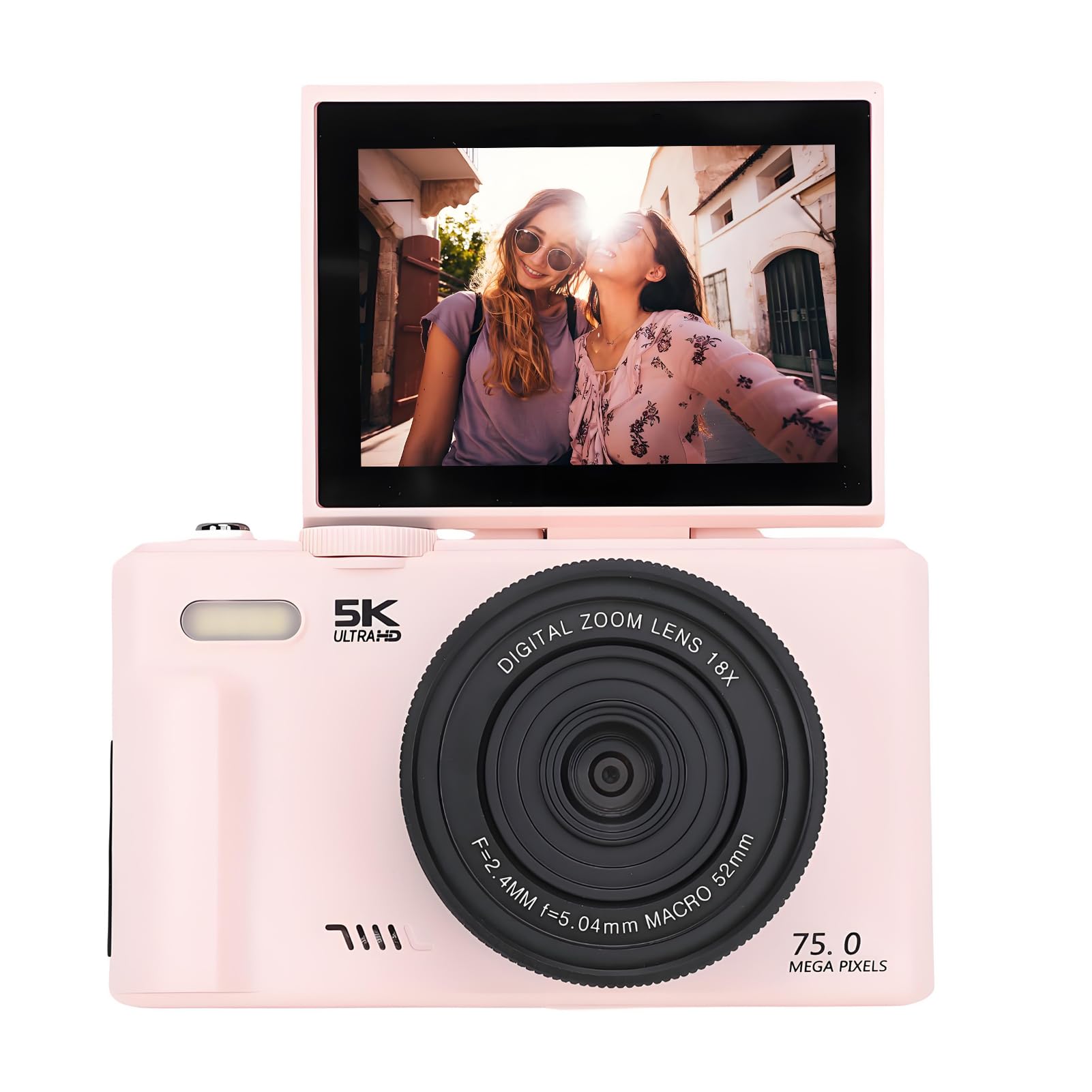 Appareil Photo Numérique 5K 75 MP Rétro - Zoom 18x, écran Rabattable, Idéal Débutants - 5