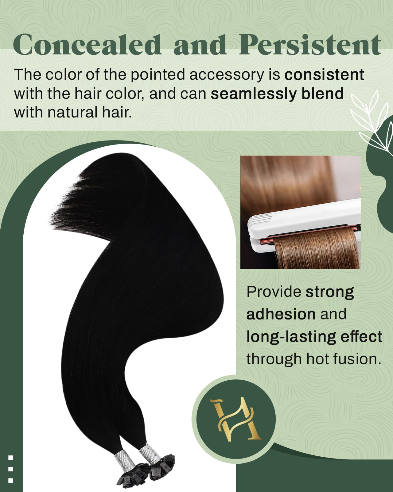 Ugeat Black Flat Tip Hair Extensions Real Human Hair Black Keratin Hair Extensions Real Human Hair Add Volume and Length 16 Inch 50G 50S - Image 4