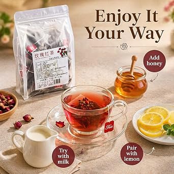 Rose Black Tea Blend - 25 Triangular Bags, 75g | Balanced Flavor, Portable(2pcs)