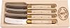 Jean Dubost Laguiole 4-Piece Spreader Set, Ivory Handles - Rust-Resistant Stainless Steel - Includes Wooden Tray - Made in France