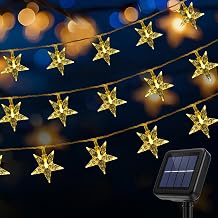 Solar Star Lights Outdoor Twinkle Decorative Star String 100LEDs Warm White