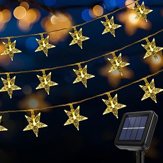 Solar Star Lights Outdoor Twinkle Decorative Star String 100LEDs Warm White - Amazon product rated Grade B