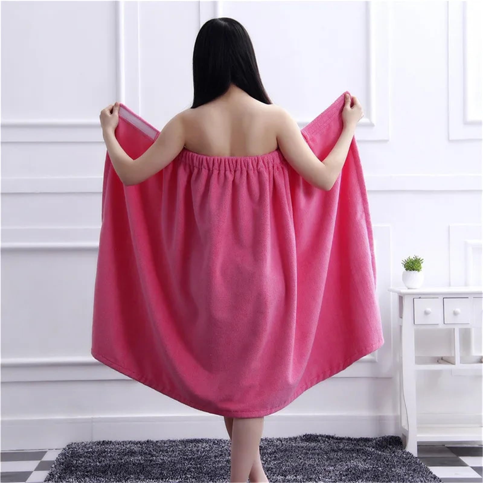 Handtuchkleid 140 x 80 cm Damen-Badetuch, Mikrofaserstoff, weicher Wickelrock, trockenes Haar, Kappen-Set for Badezimmer