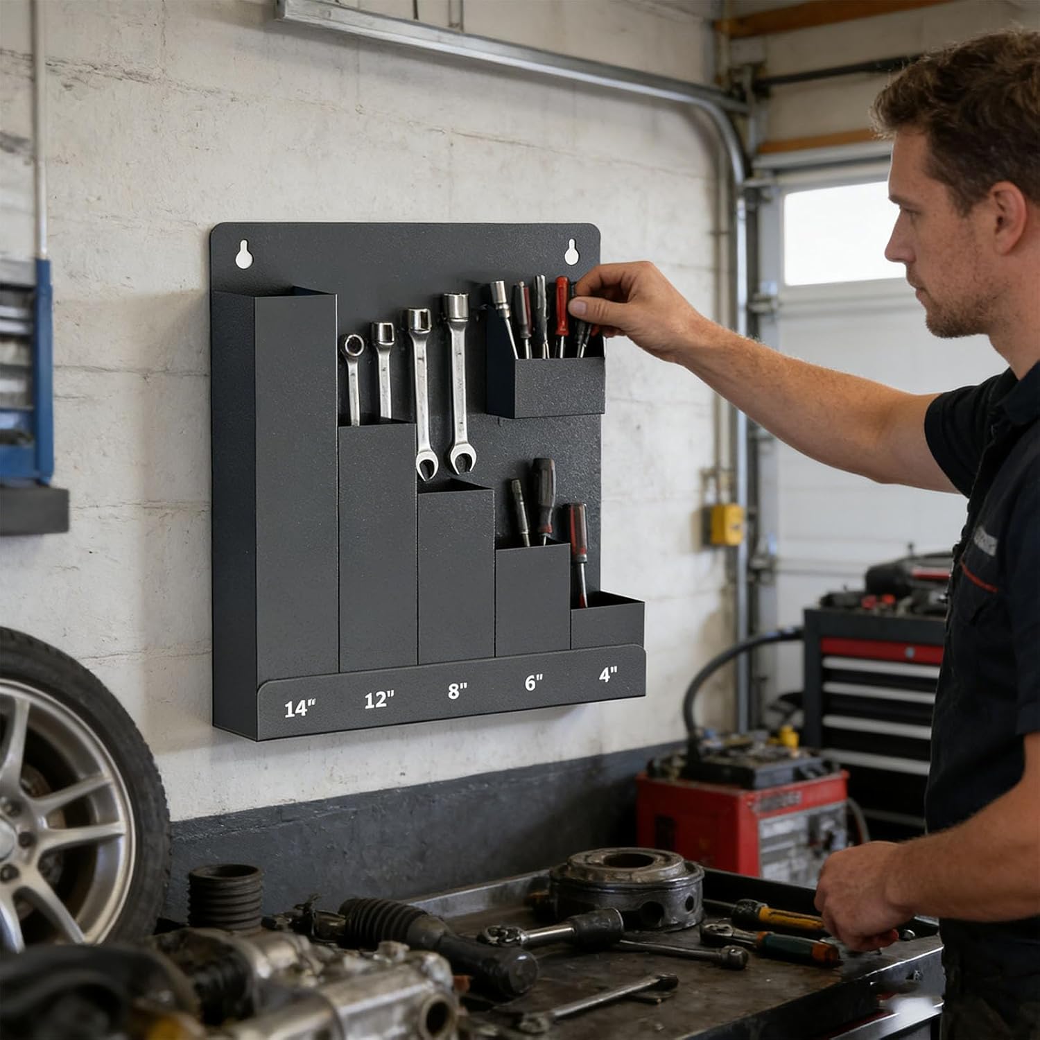 Pack of 1 Cable Tie Storage Rack Vertical Planner Wall Mount Denial Tools Required Installation Permanent Substance Garage Tool Rack