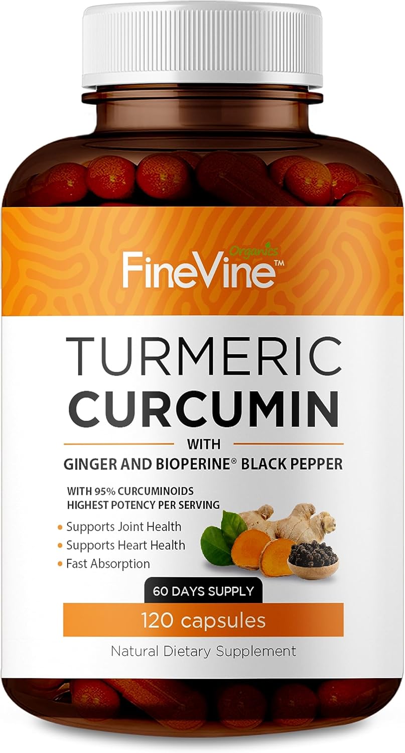 Turmeric Curcumin with BioPerine Black Pepper and Ginger Made in USA 120