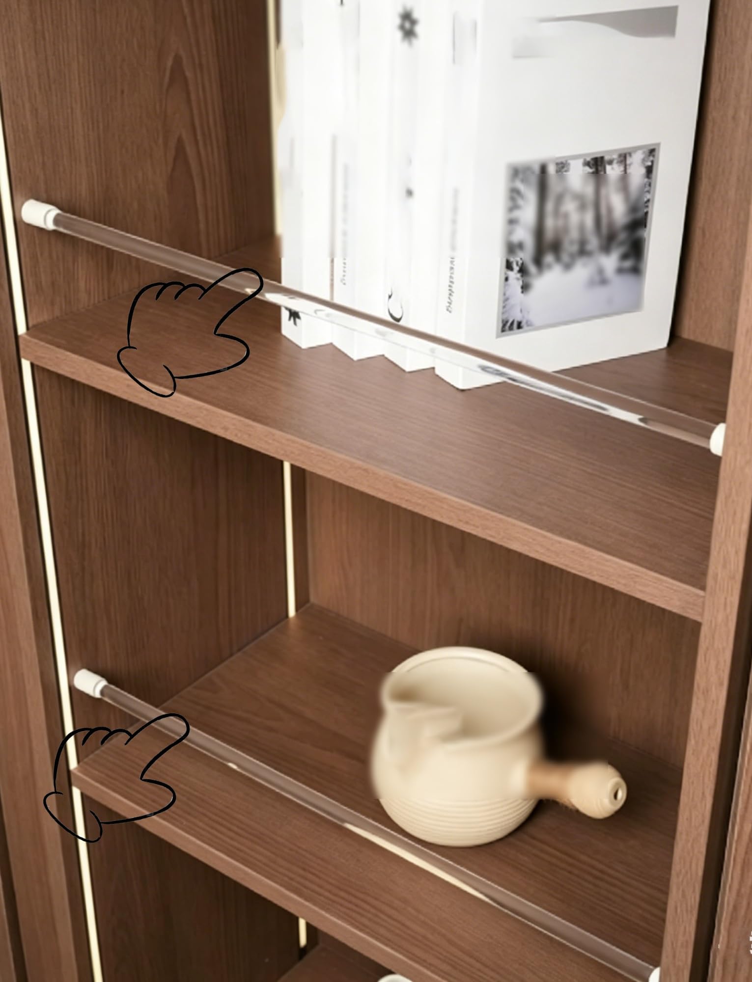 Acrylic Shelf Guard Rail, Anti-Fall Front Fence for Cabinets and Racks, Decorative Safety Pole，Office Bathroom, Magazine Rack(86cm/34in)