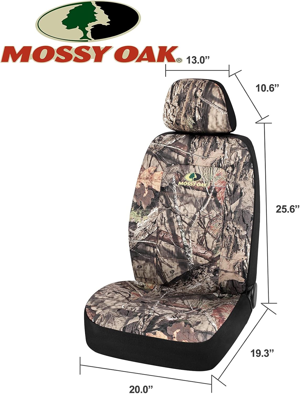 Mossy Oak Camo Seat Covers Low Back - Made with Cotton Twill, Airbag Compatible, Universial Fit Most Bucket Seats - Official Licensed Product