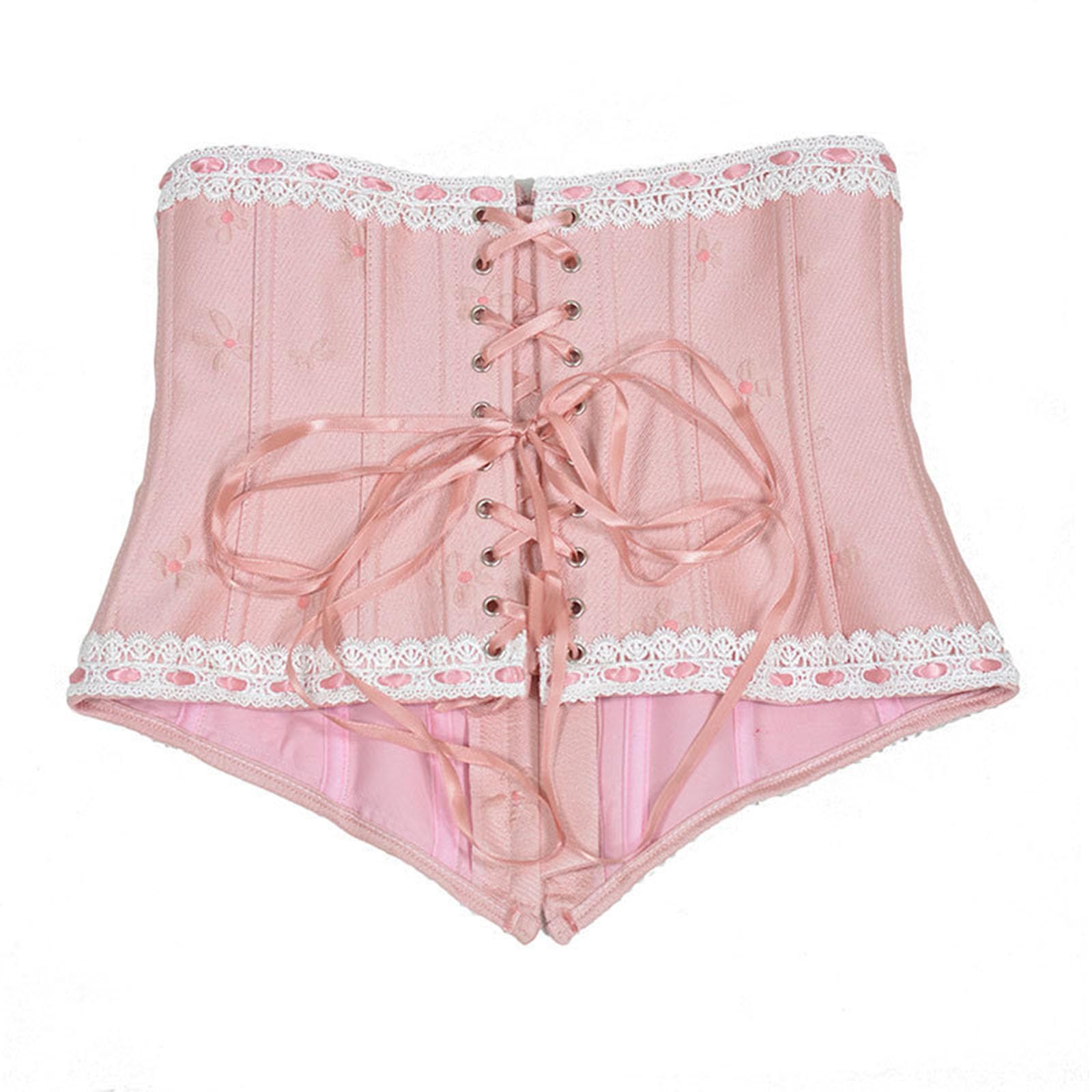 XUYUH Pink Corset Waist Belt for Womens, Wide Lace Up Back Waspie