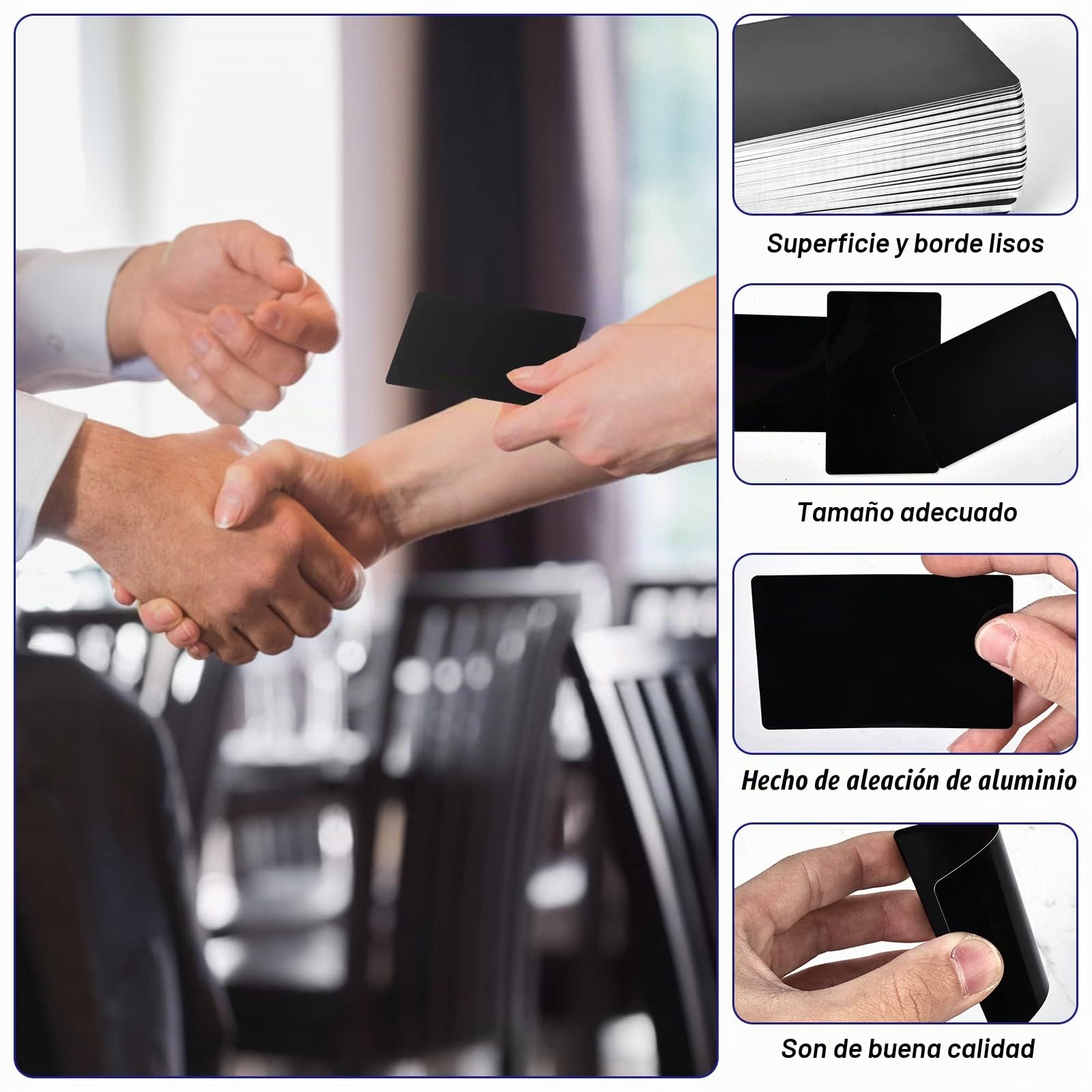 Vegena 150 Piezas Tarjetas de Visita de Metal y Aluminio, Personalizadas en Blanco Con Marca Grabada Con Láser