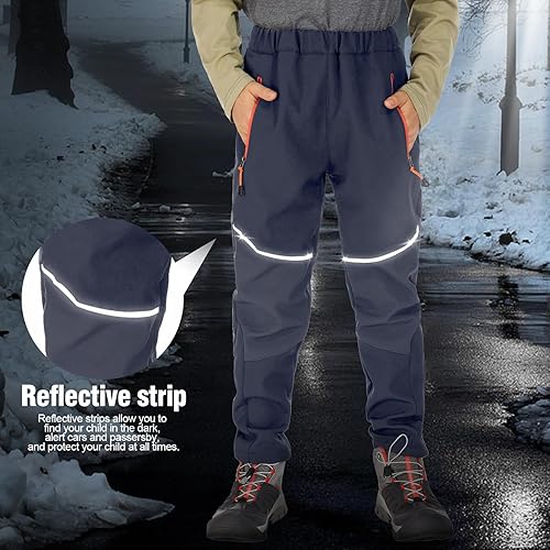 Miniatura 3 de Toomett Pantalones cargo de nieve para niños, niñas y niños al aire libre con forro polar suave Shell senderismo pesca esquí pantalones aislados