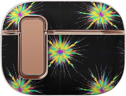 Funny Headphone Case Cover Compatible with Airpods Pro 2 Cases for Women Colorful Splash Ink Tie Dye Black, Protective Plastic, with Lock