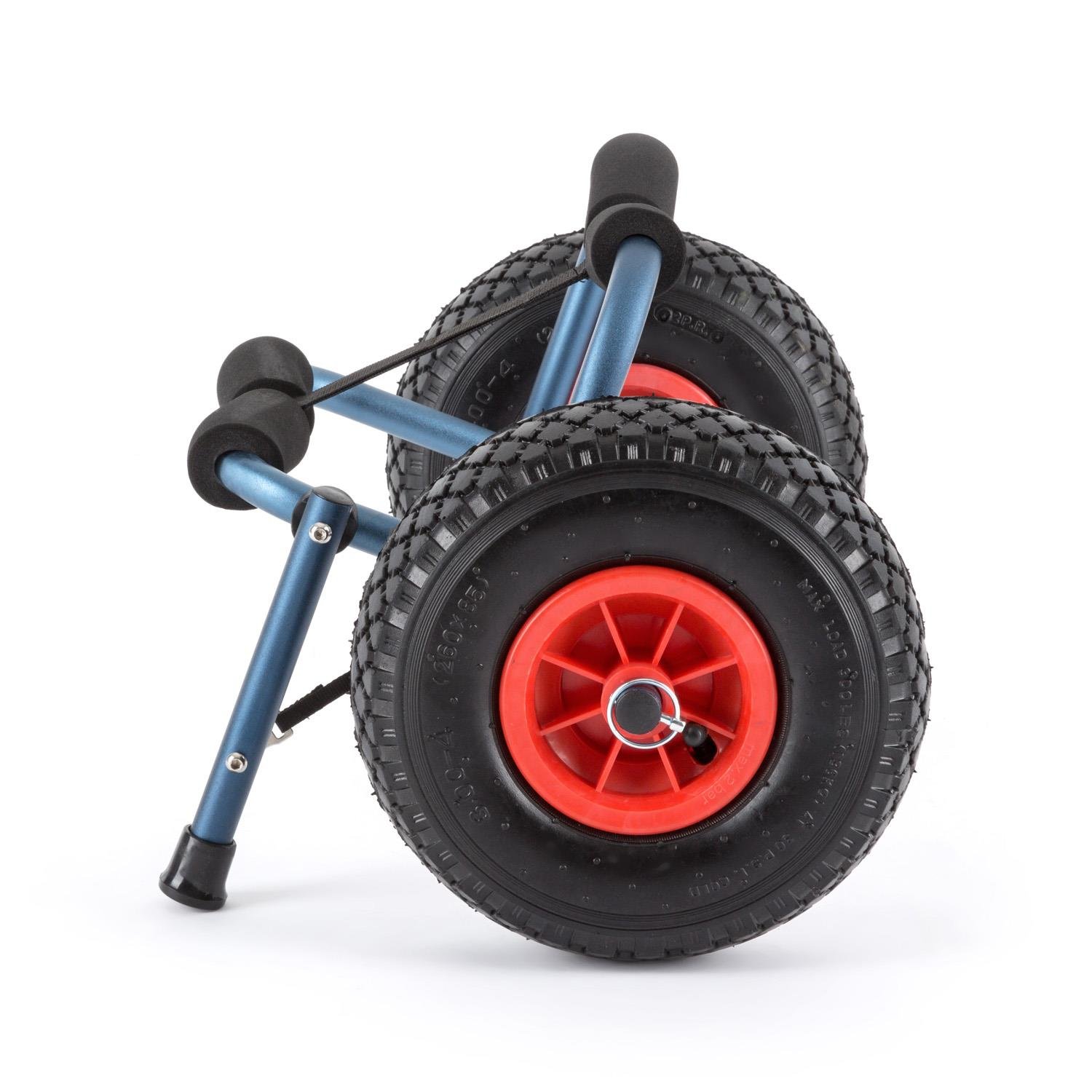 Sea Mule - Kajakwagen, Kanuwagen, Bootswagen, Trolley, Schaumstoffauflagen, abnehmbaren Gummi-Luftreifen, klappbare Stütze, Aluminium eloxiert, faltbar, 60kg max.