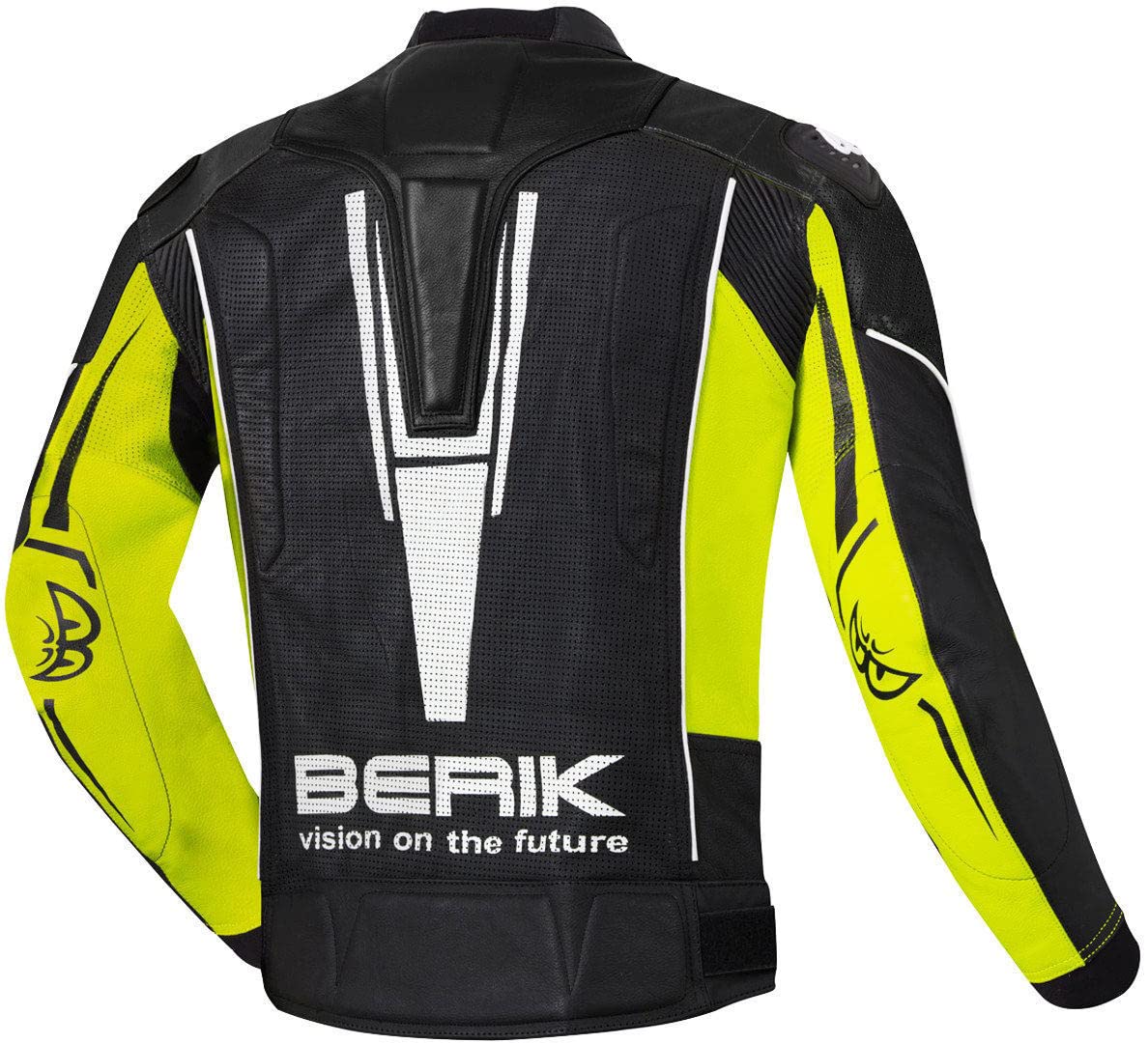 BERIK Street Giacca in pelle da moto, nero/giallo, 54