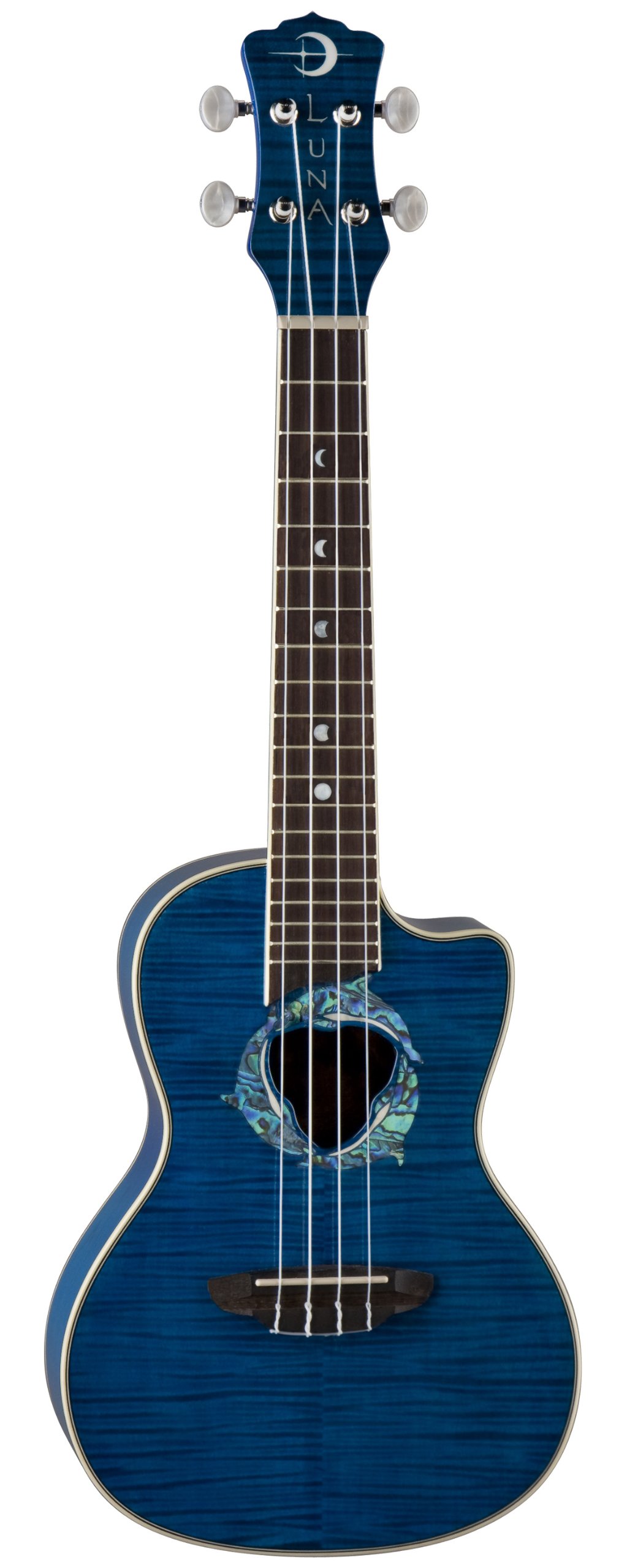 Luna Fauna Series Dolphin Quilted Maple Concert Ukulele