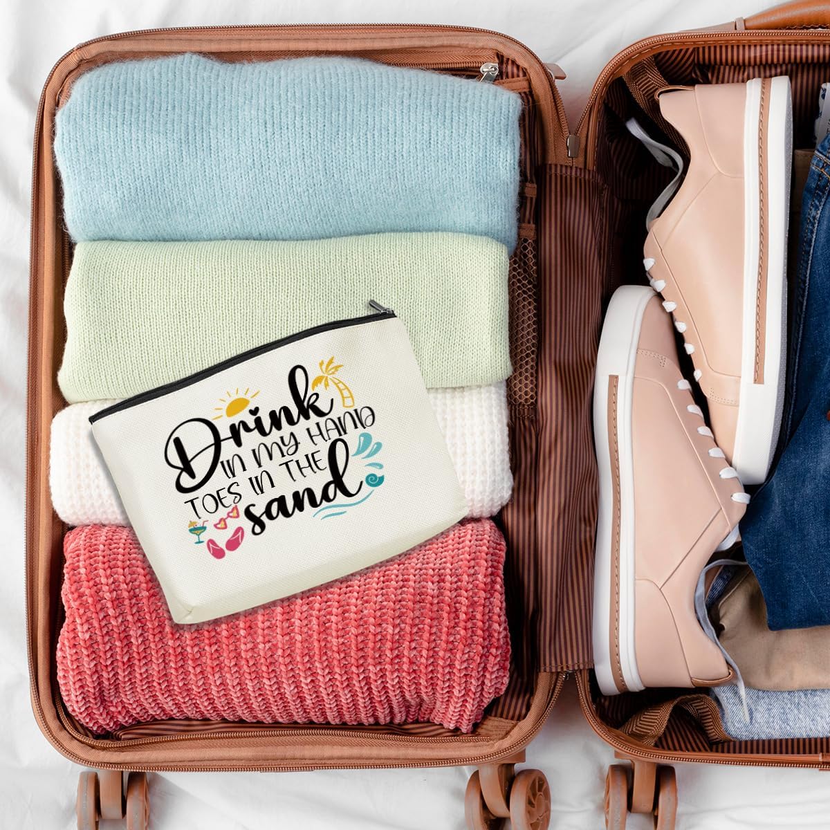 Funny Beach Gifts for Women Cosmetic Bag Vacation Beach Themed Gift for Lovers Bestie Makeup Bag Girls Trip Gifts Travel Stuff Necessities Birthday Christmas Graduation Friendship - Image 5