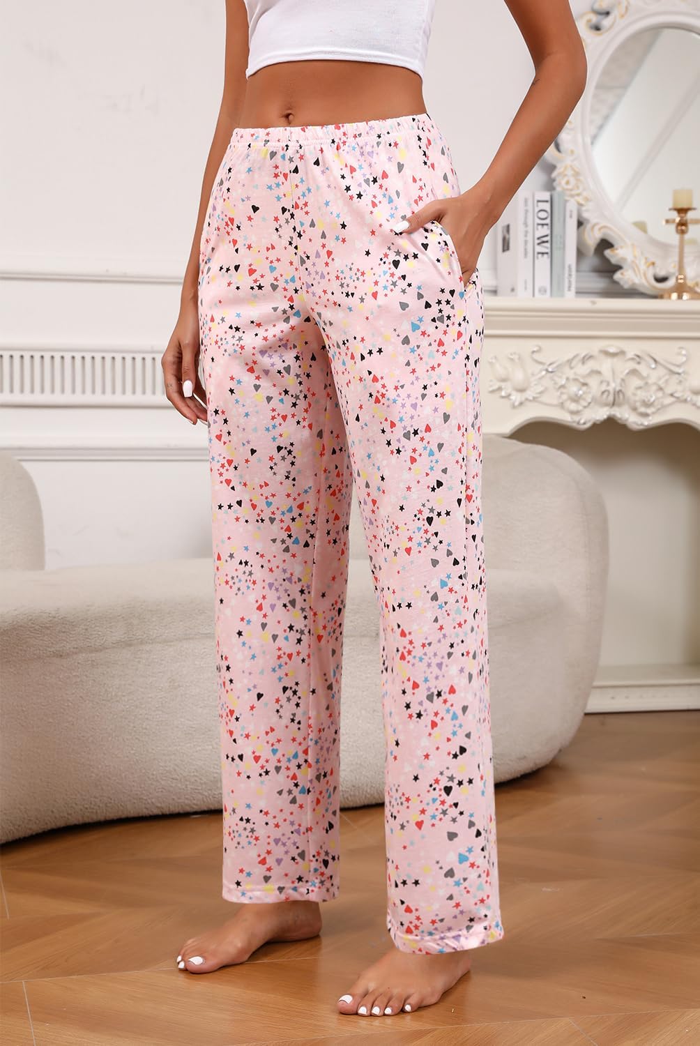 PNAEONG Women Cotton Pajama Pants Comfy Pj Bottoms Soft Printed Lounge Pant with Pockets - Image 2