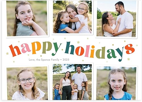 Miniatura 6 de Let's Make Memories Tarjeta fotográfica navideña personalizada Bokeh Shimmer de 5 x 7 pulgadas de alta calidad (tarjetas de Navidad y sobres