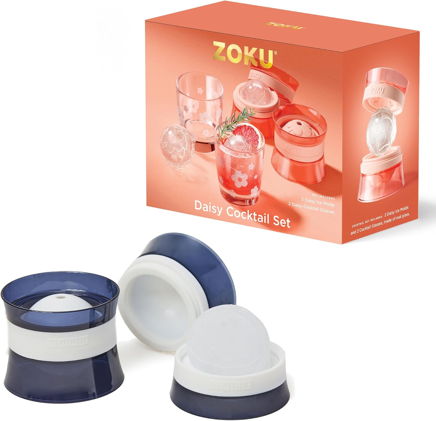 ZOKU Ice Ball Molds and Daisy Cocktail Set Bundle