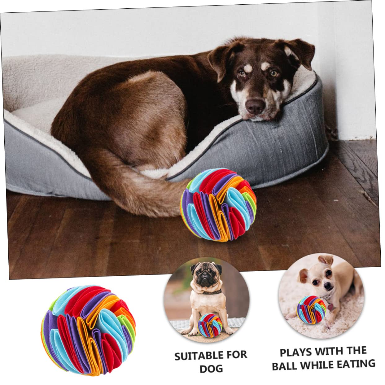 3stücke Creative Pet Chew Toy Bunter Hundesnuffelball Aus Filz Sicher Für Zähne Zum Spielen Futterversteck Für Haustiere Verbessert Koordination Und Zahnreinigung