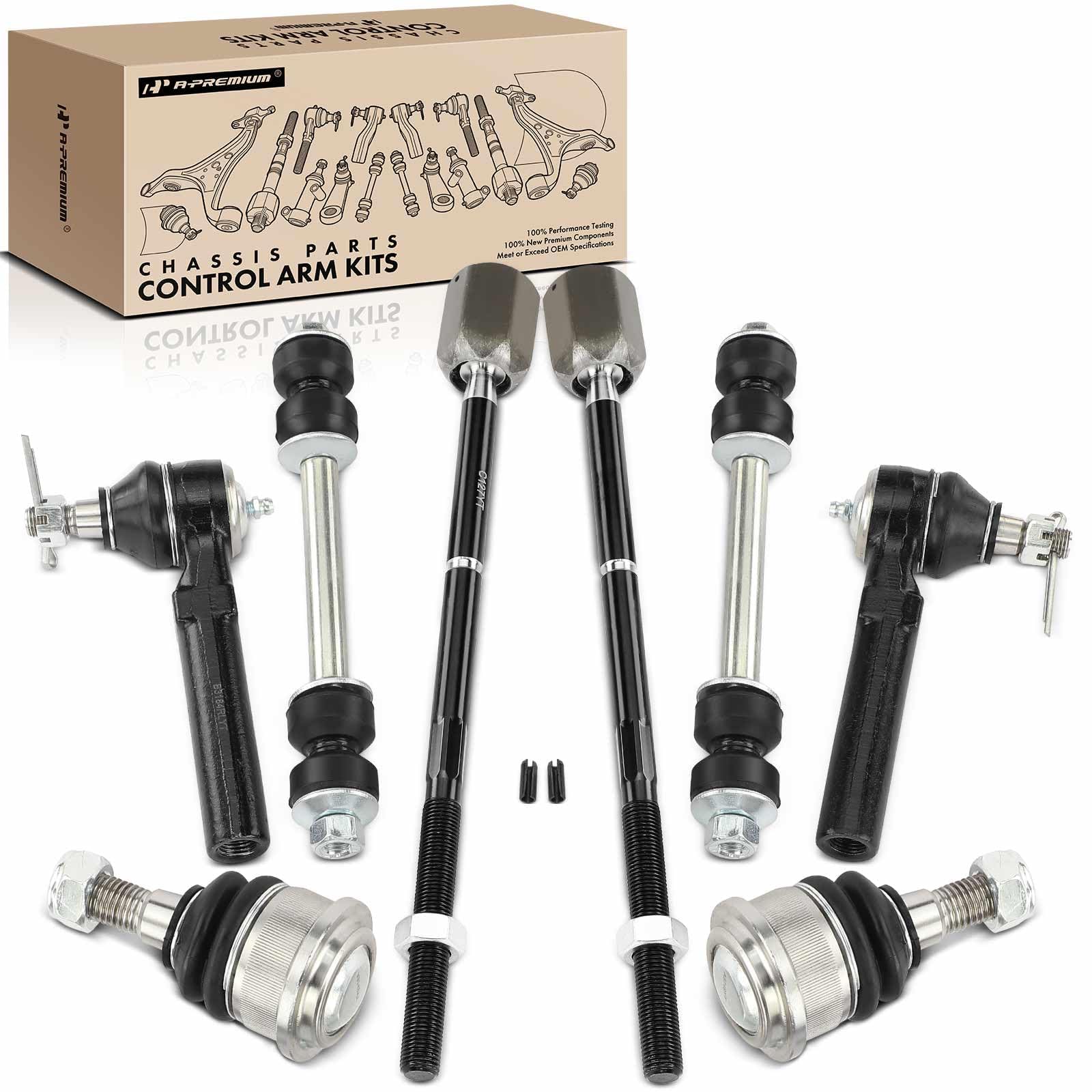 A-Premium Set of 8, Front Sway Bar Link, Lower Ball Joint, Inner & Outer Tie Rod End, Compatible with Ford Mustang 1994-2004