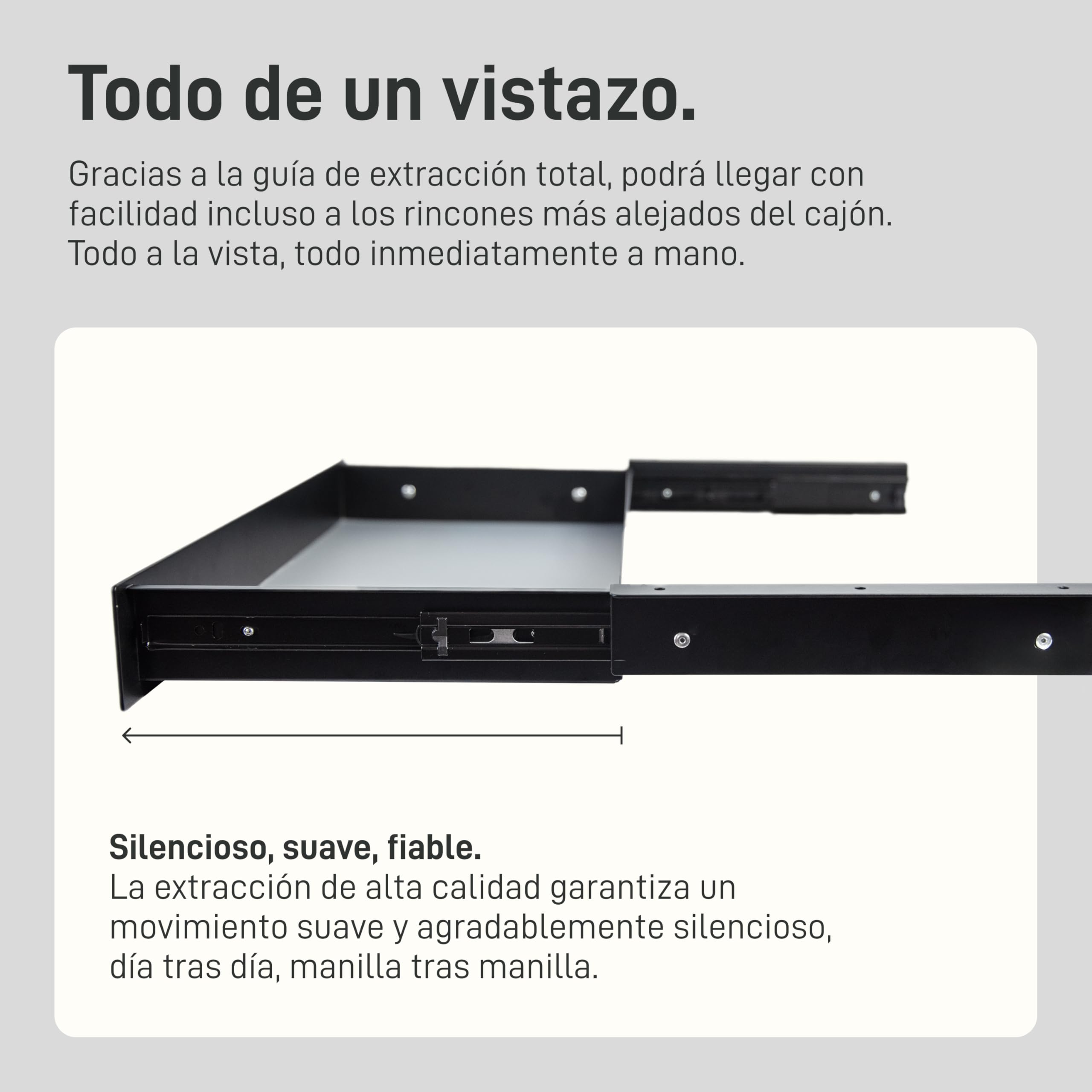 Natural Goods Berlin EXPERT - Cajón de metal negro con alfombrilla antideslizante - 55 x 25 x 5 cm - para debajo de la mesa o cajón