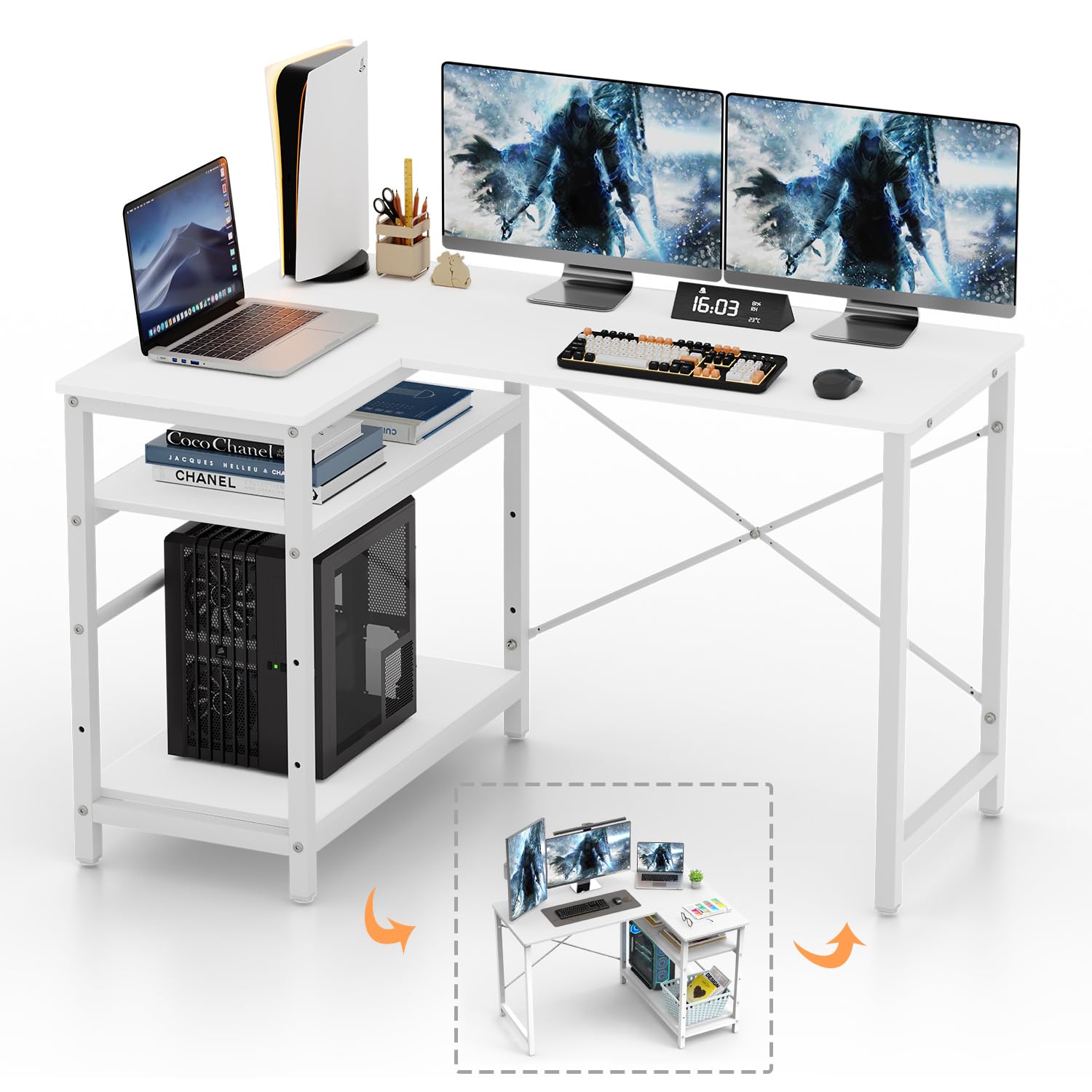 Amazon | Aka Supaku l字デスク pcデスク L字 ゲーミングデスク