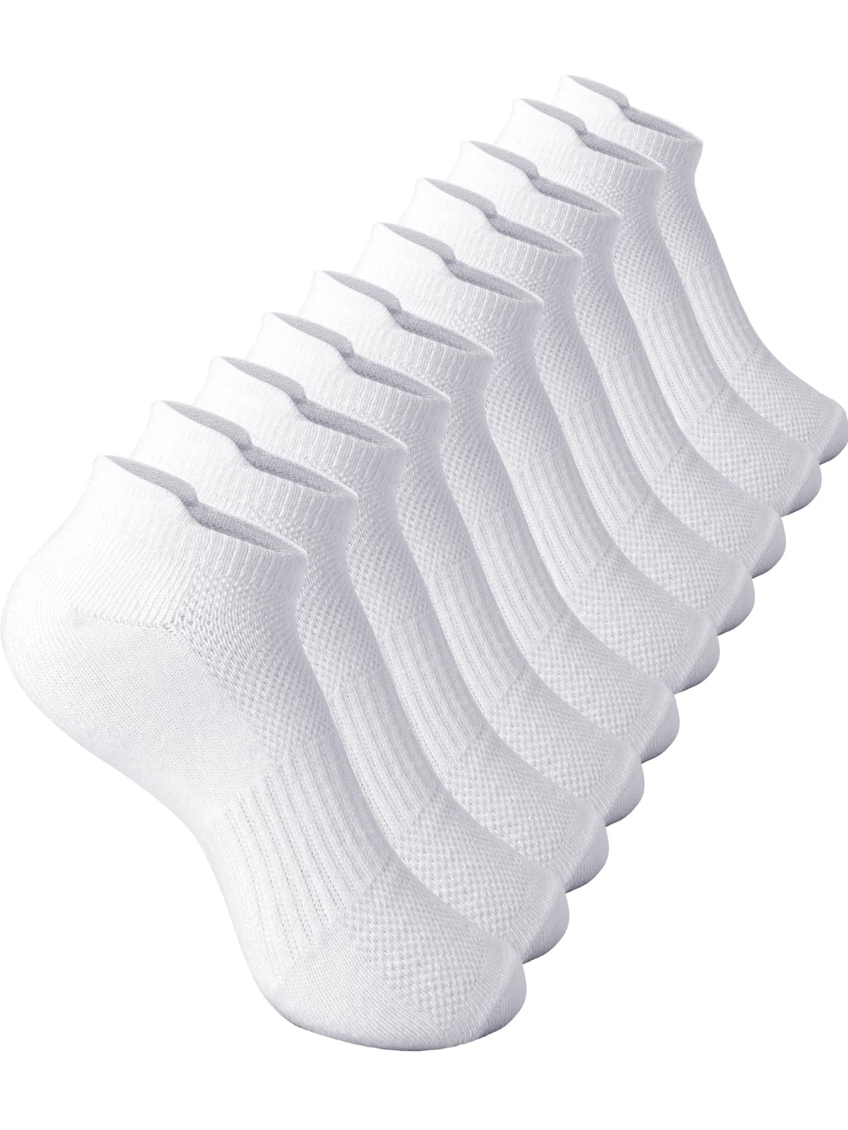 CHANCALCAL 10 Pairs Kids Socks for Boys Girls Ankle Athletic Low Cut Socks Half Cushioned Crew Cotton No Show Sock 10-12 Years White
