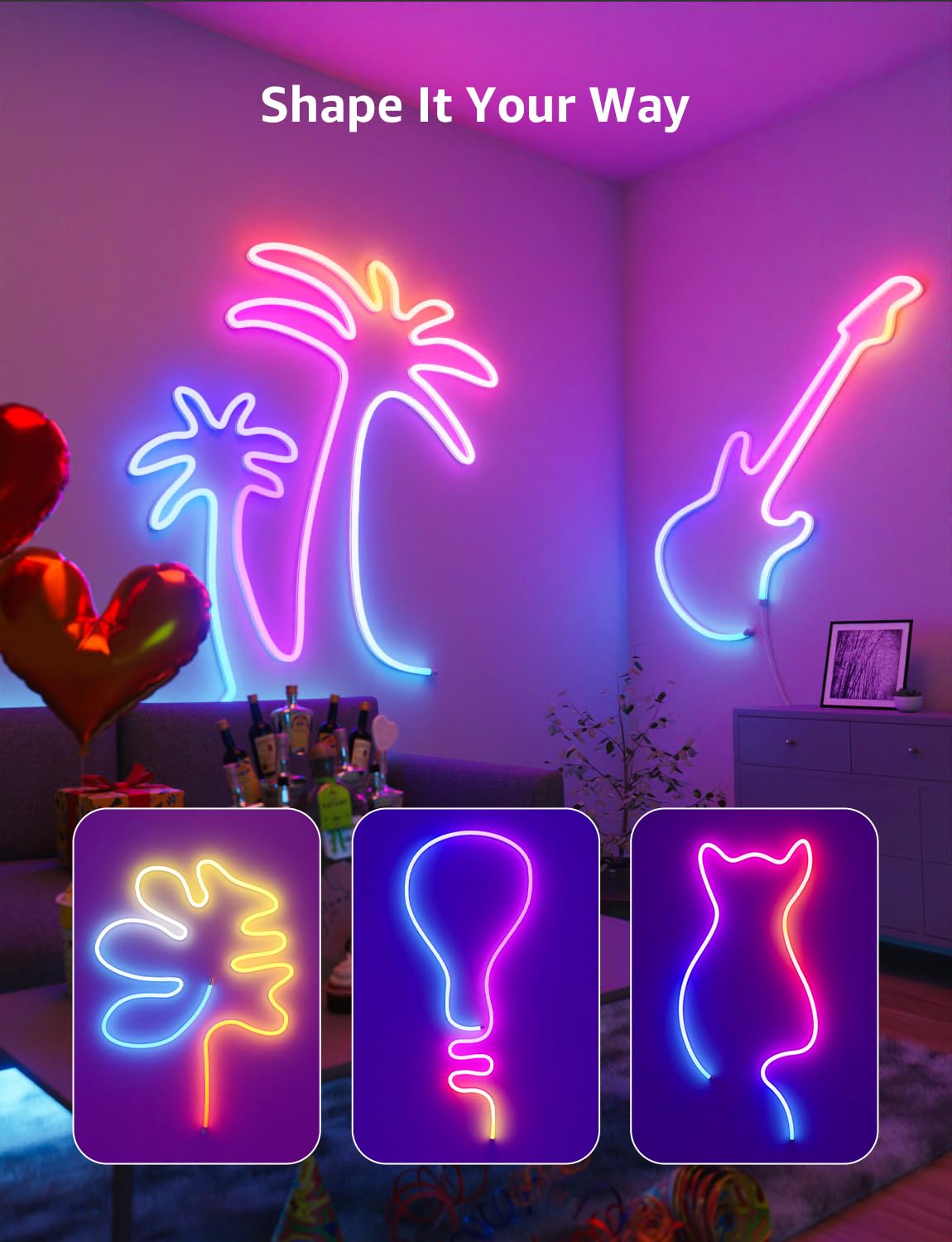 ロープライト LED ネオン おしゃれ インテリア works Amazon.com: Lepro Bundle - 9.8 ft AI Smart Neon Rope Lights & AI