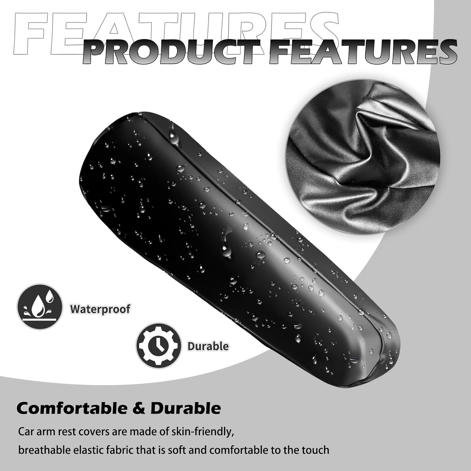 2PCS Car Armrest Cover,Leather Arm Rest Cover for Car with Side Pockets for Avoiding Scratches and Scuffs,Upgraded Cars Arm Rest Covers Pad as Cars Storage for Most Vehicles